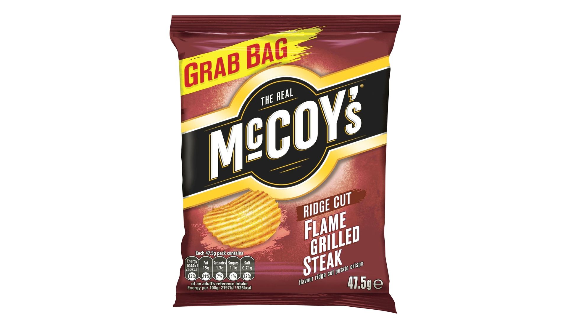 A packet of McCoy's flaming steak flavour crisps