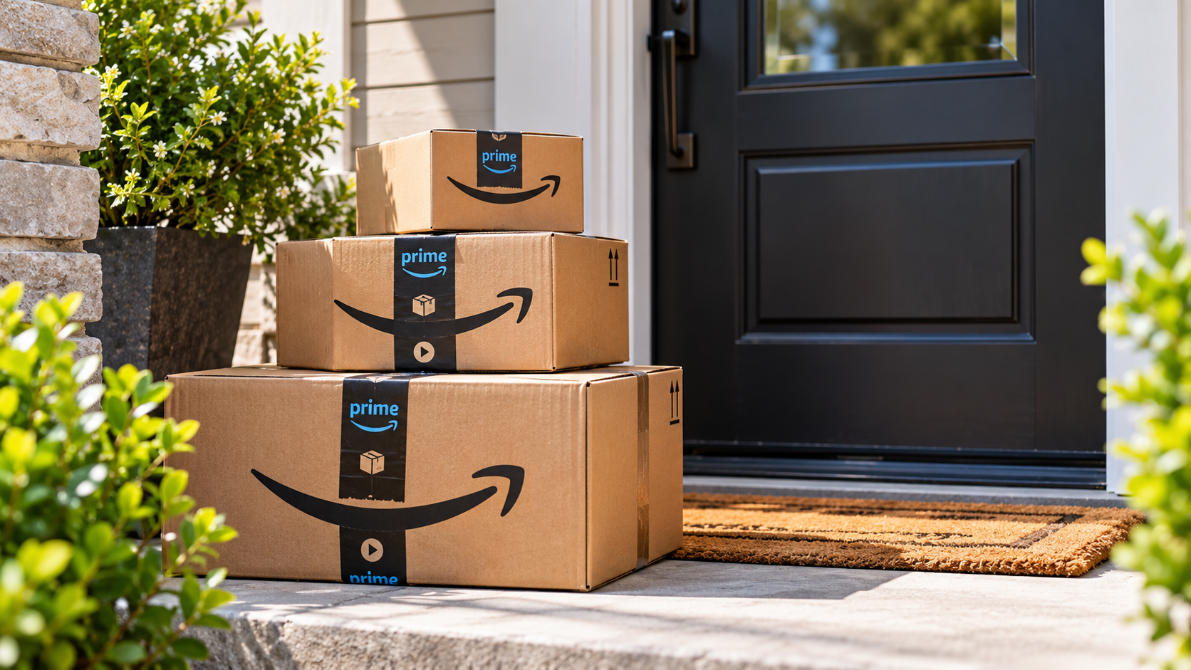 Amazon packages outside a front door