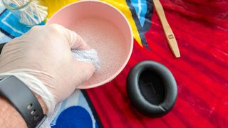 Soapy solution required to clean sports headphone ear cushions