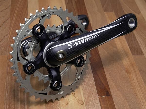 The mountain bike version of Specialized's FACT carbon cranks use a beefier lay-up and slightly revised shape relative to the road-going model.
