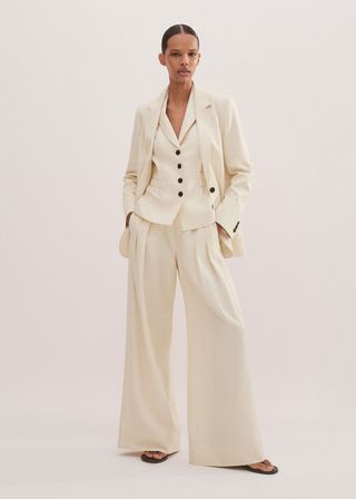 Linen-Blend Deconstructed Blazer