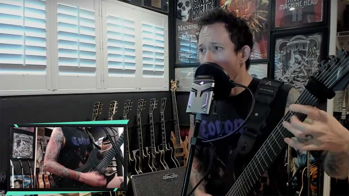 Matt Heafy playing guitar on Twitch