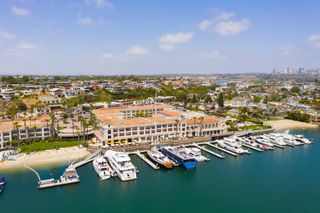 An aerial view of the Balboa Bay Resort in Newport Beach, California