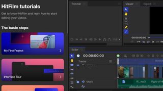 HitFilm 2022 interface showing learning tutorials