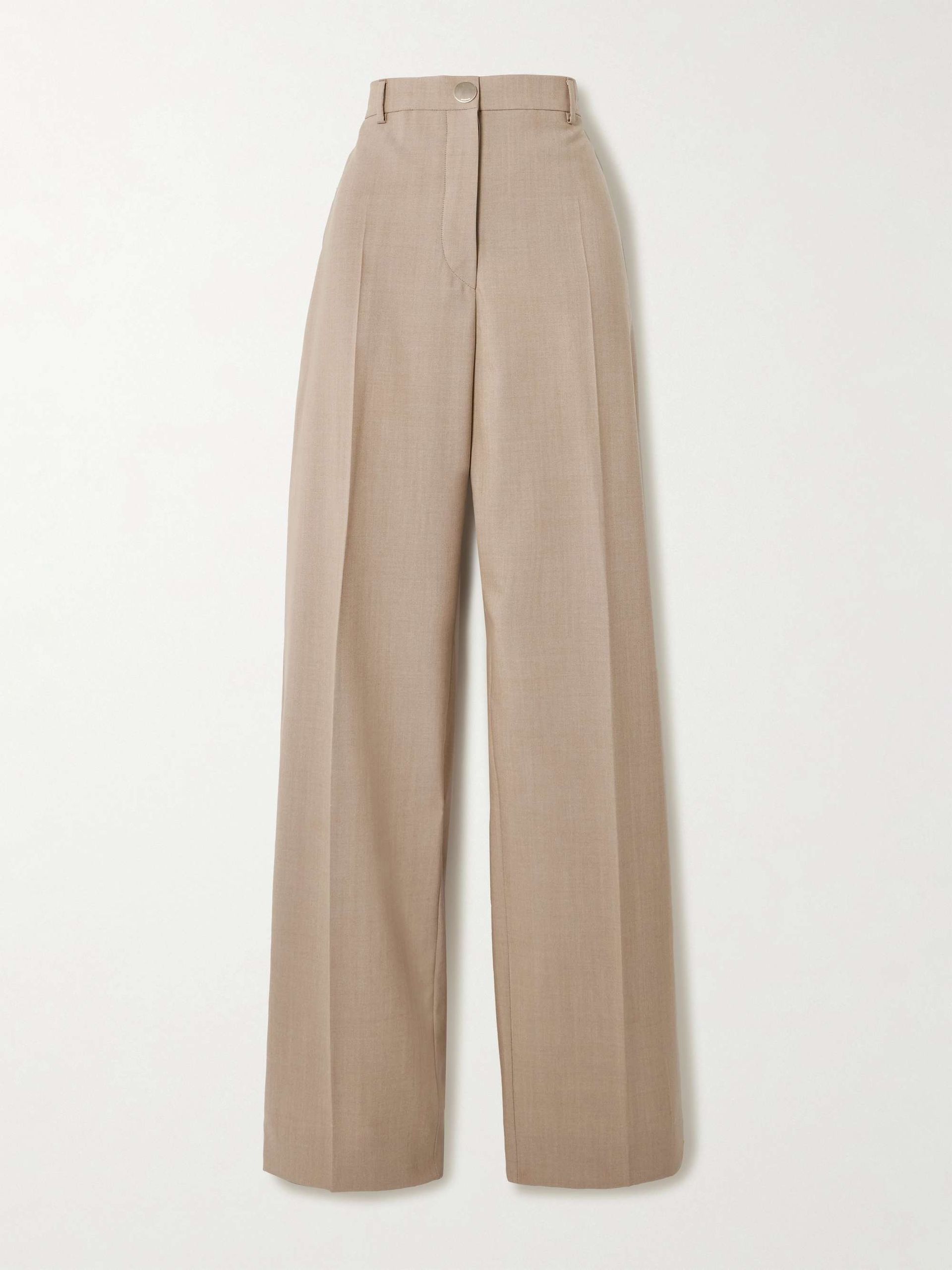 Salvo Pleated Grain De Poudre Wool Wide-Leg Pants