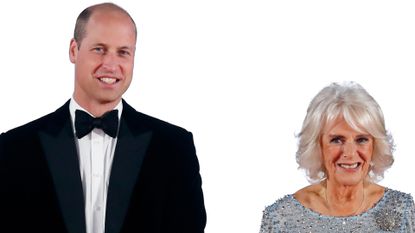 Prince William and Queen Camilla at the &quot;No Time To Die&quot; World Premiere in London on September 28, 2021.