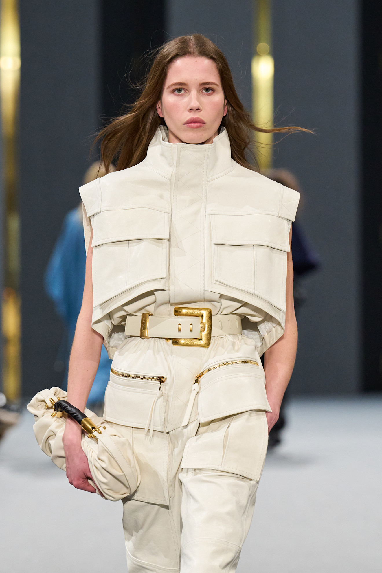 A model carried Amal Clooney&#039;s Balmain &amp;Eacute;b&amp;egrave;ne bag on the Fall 2025 runway