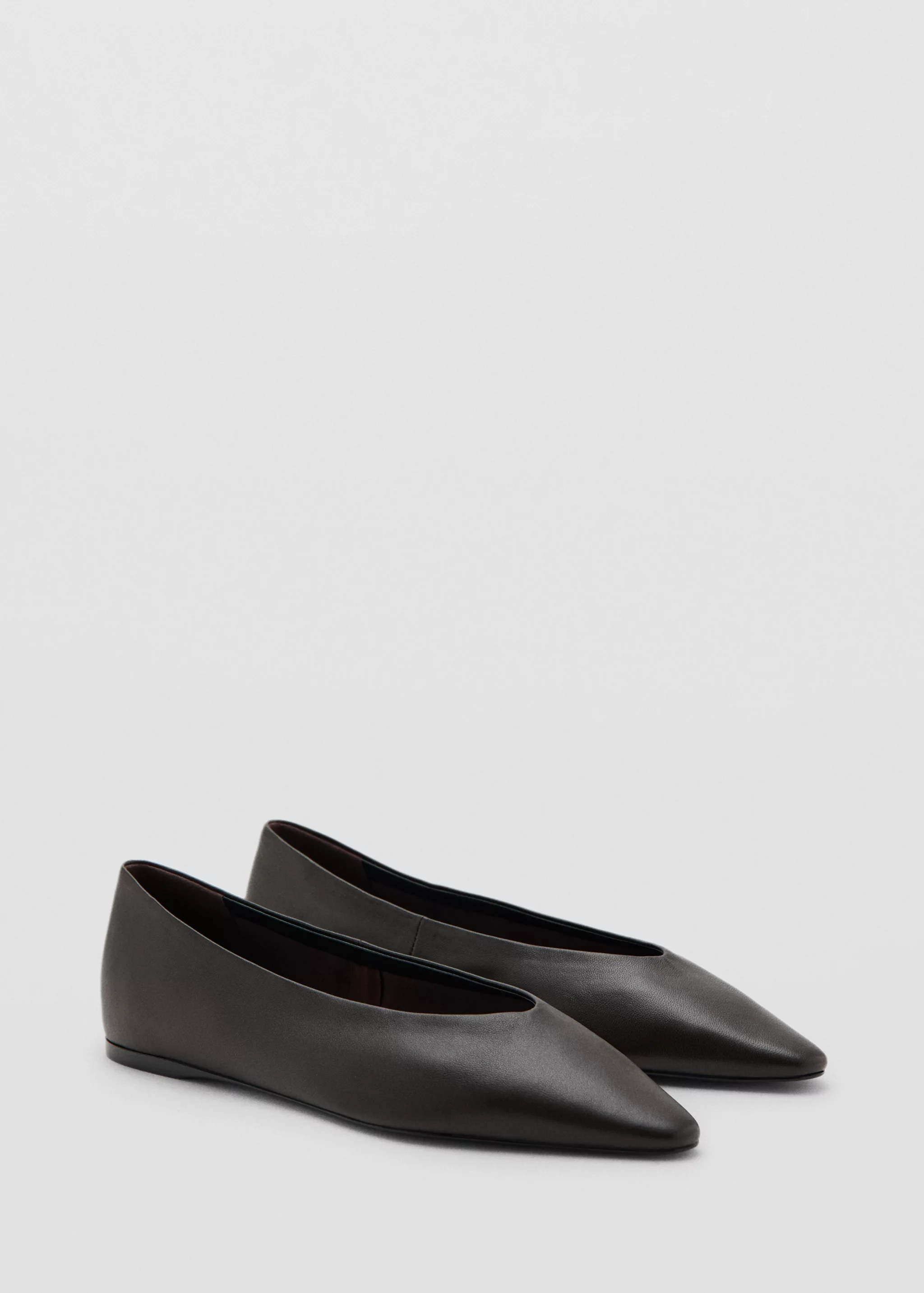 Mango Pointed-Toe Leather Flats