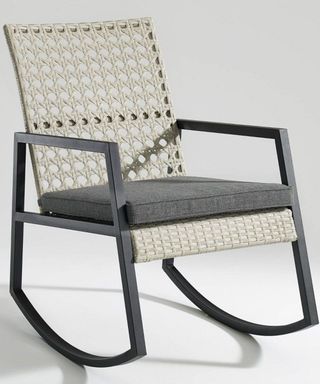 Komodo Modern Boho Faux Rattan & Metal Outdoor Rocking Chair with Cushion - Saracina Home