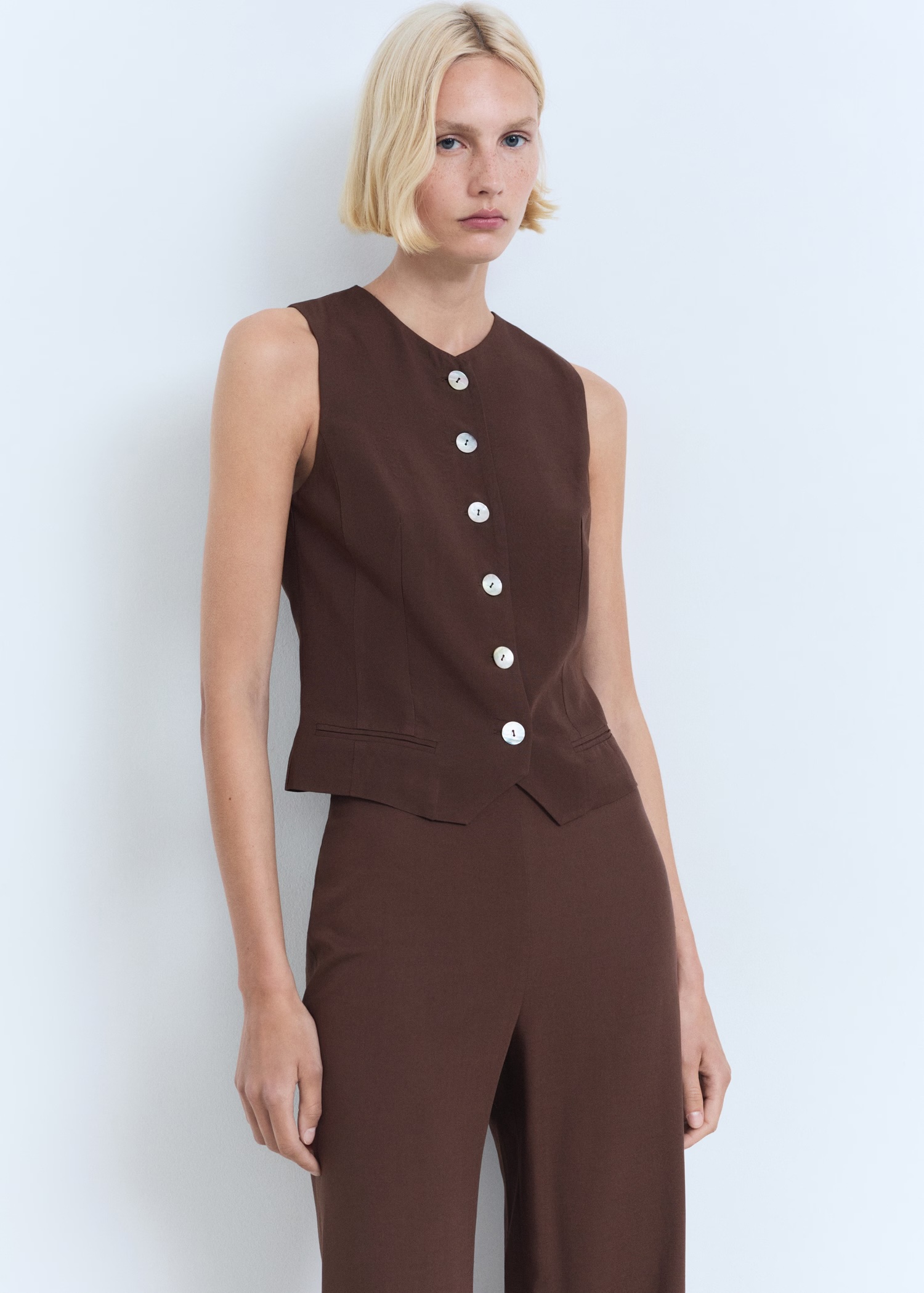 Mango Suit waistcoat with buttons
