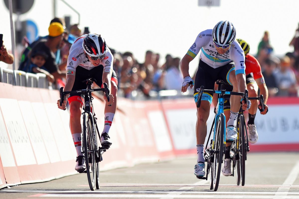 Tadej Pogačar (UAE Team Emirates) beats Alexey Lutsenko (Astana)