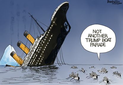 Political Cartoon U.S. Trump Titanic boat parade