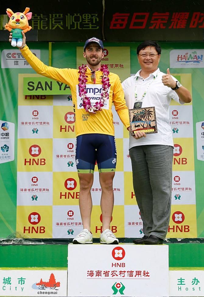 Andrea Palini (Lampre-Merida) moves into the yellow jersey