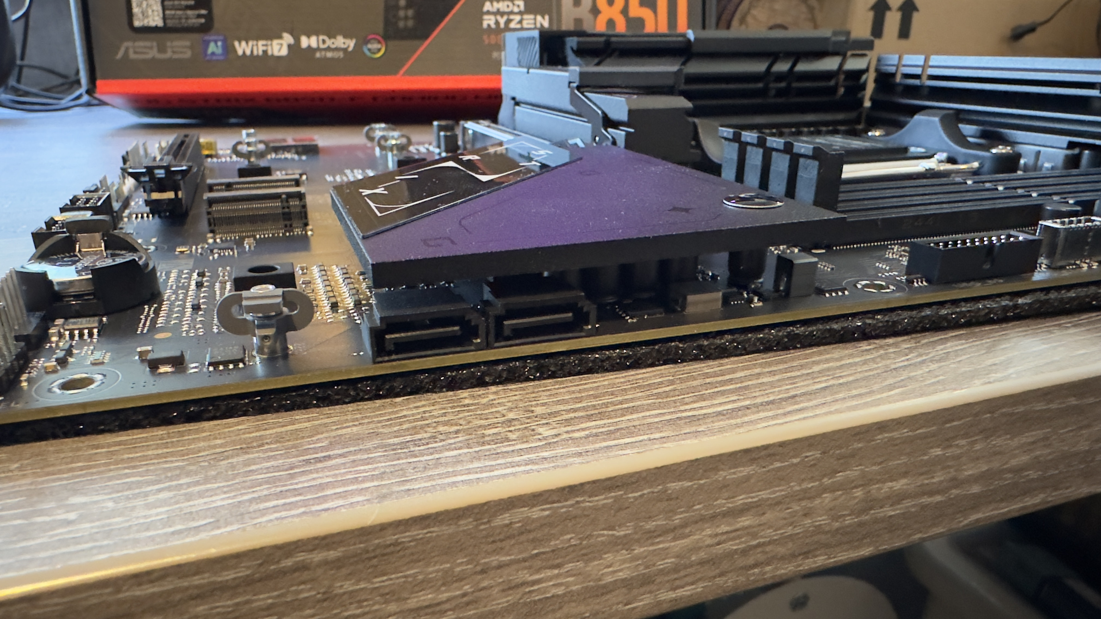 A photo of an Asus ROG Strix B850-F Gaming WiFi motherboard