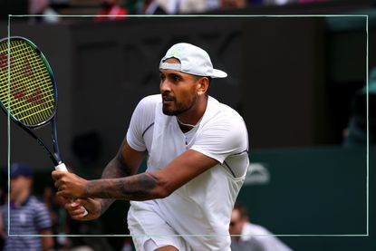 Why isn't Nick Kyrgios playing Wimbledon this year illustrated by a picture of him playing tennis