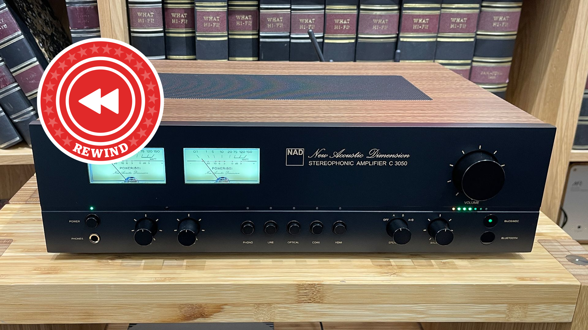 NAD C3050 on table with Rewind logo