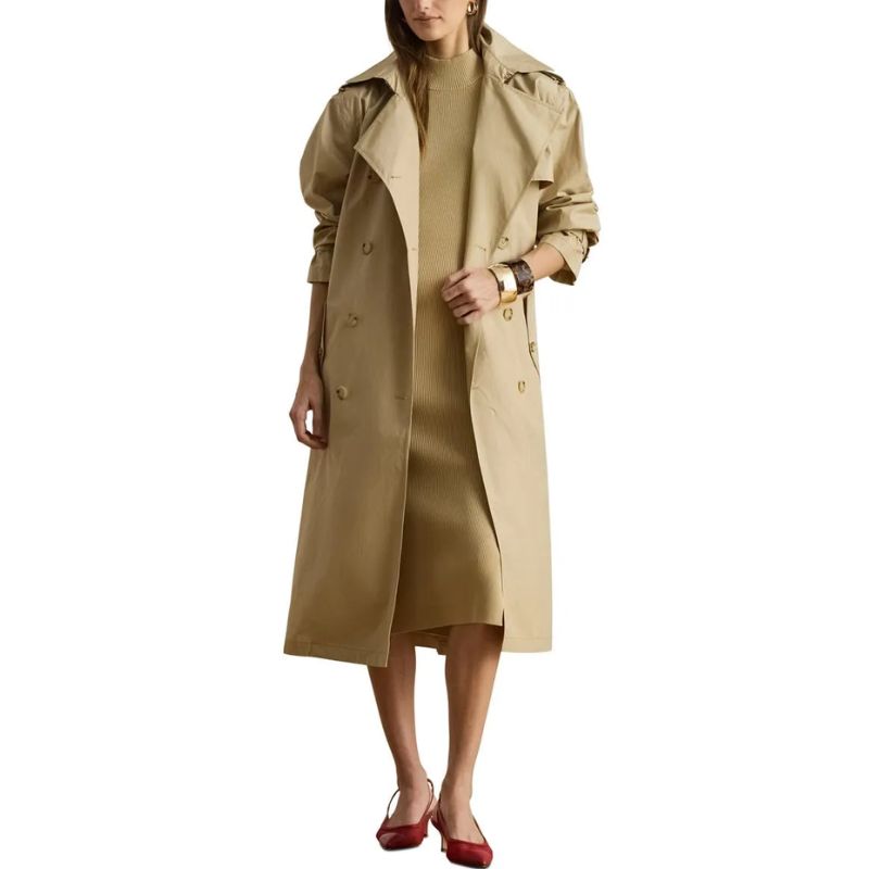 Paper Weight Cotton Trench Coat on model