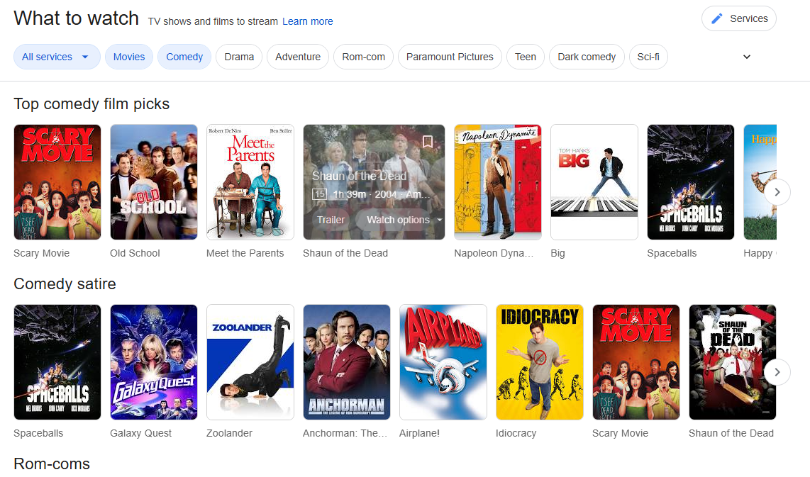 Screenshot of Google search