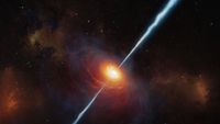 Gamma ray bursts happen when neutron stars collide or when giant stars explode into black holes, releasing jets of super-energetic photons that look like a narrow beam of a flashlight.