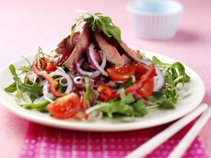 Griddled asparagus and steak salad