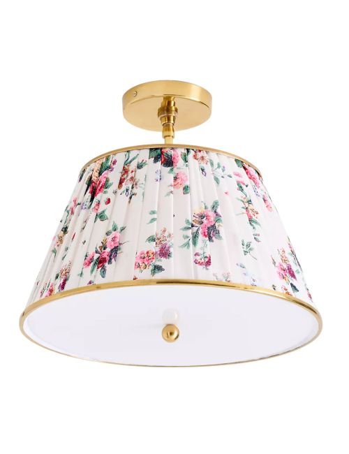 Lee Brass 16" Ruched Printed Semi-Flush Mount Light