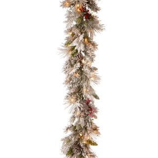 9ft. Snowy Bedford Pine Garland with LED Lights