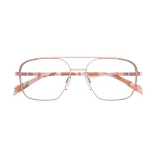 Wire framed rose gold aviator eyeglasses with marble arms