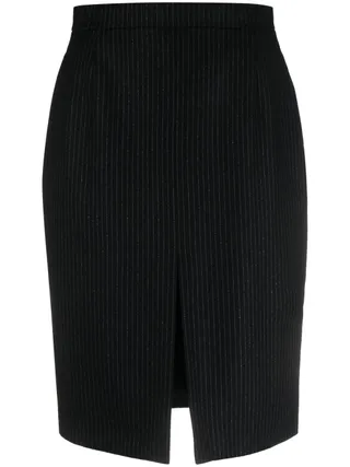 Pinstripe-Pattern High-Waisted Pencil Skirt