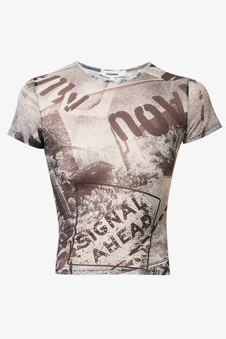 Miaou Mini graphic-print stretch-recycled polyester T-shirt