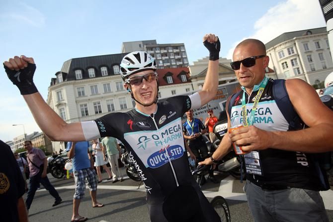 Petr Vakoc (Omega Pharma - QuickStep) celebrates his stage 2 win at the Tour de Pologne