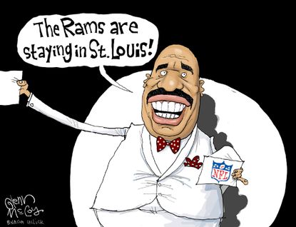 Editorial cartoon Sports Rams NFL Steve Harvey