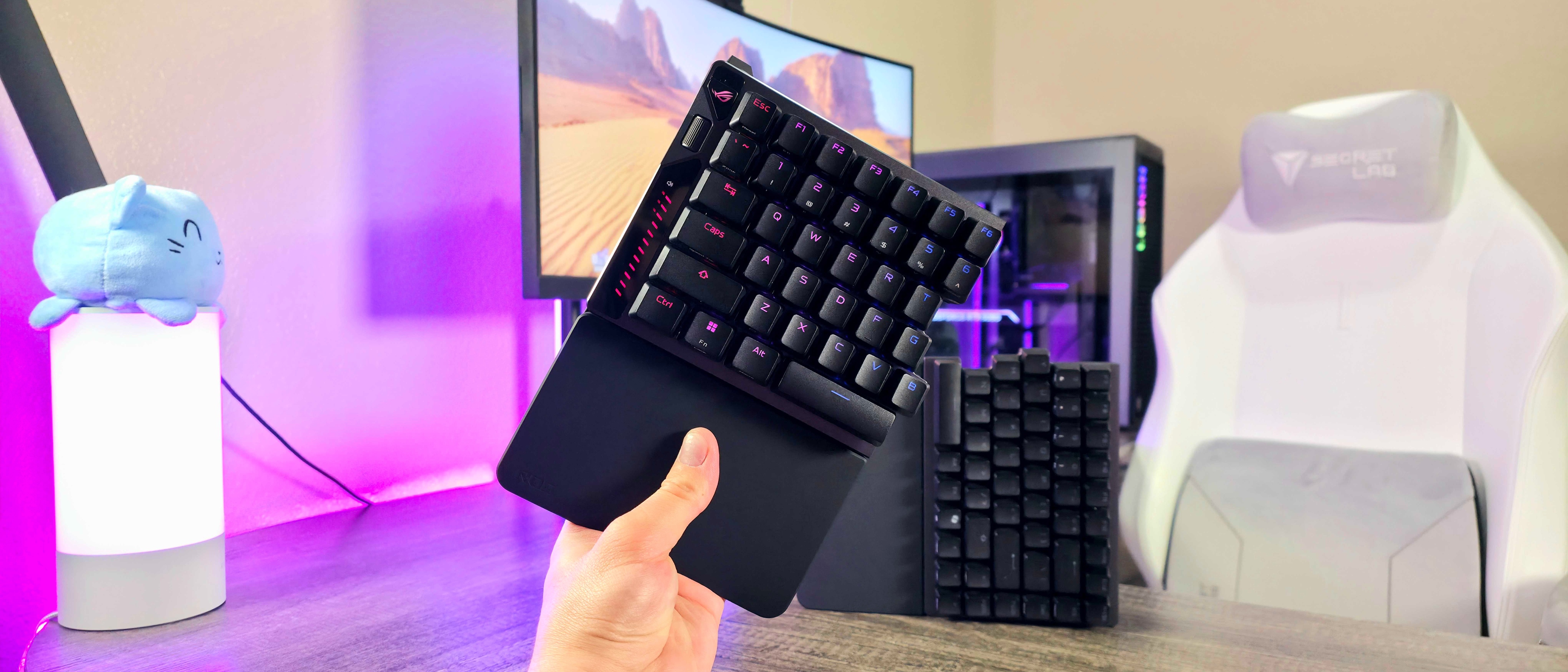 Image of the ASUS ROG Falcata wireless gaming keyboard.