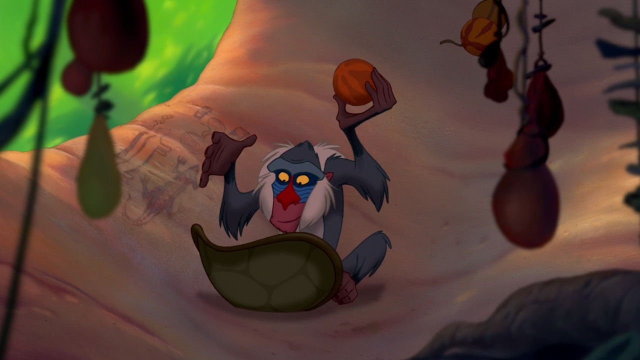 Rafiki doing some soothsaying in The Lion King