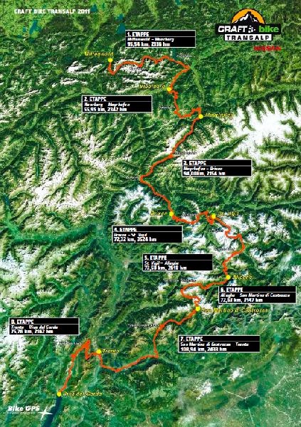 TransAlp 2011 course map