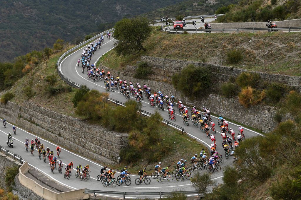 VILLAFRANCA TIRRENA ITALY OCTOBER 06 Portella Mandrazzi 1125m Peloton Landscape during the 103rd Giro dItalia 2020 Stage 4 a 140km stage from Catania to Villafranca Tirrena girodiitalia Giro on October 06 2020 in Villafranca Tirrena Italy Photo by Tim de WaeleGetty Images
