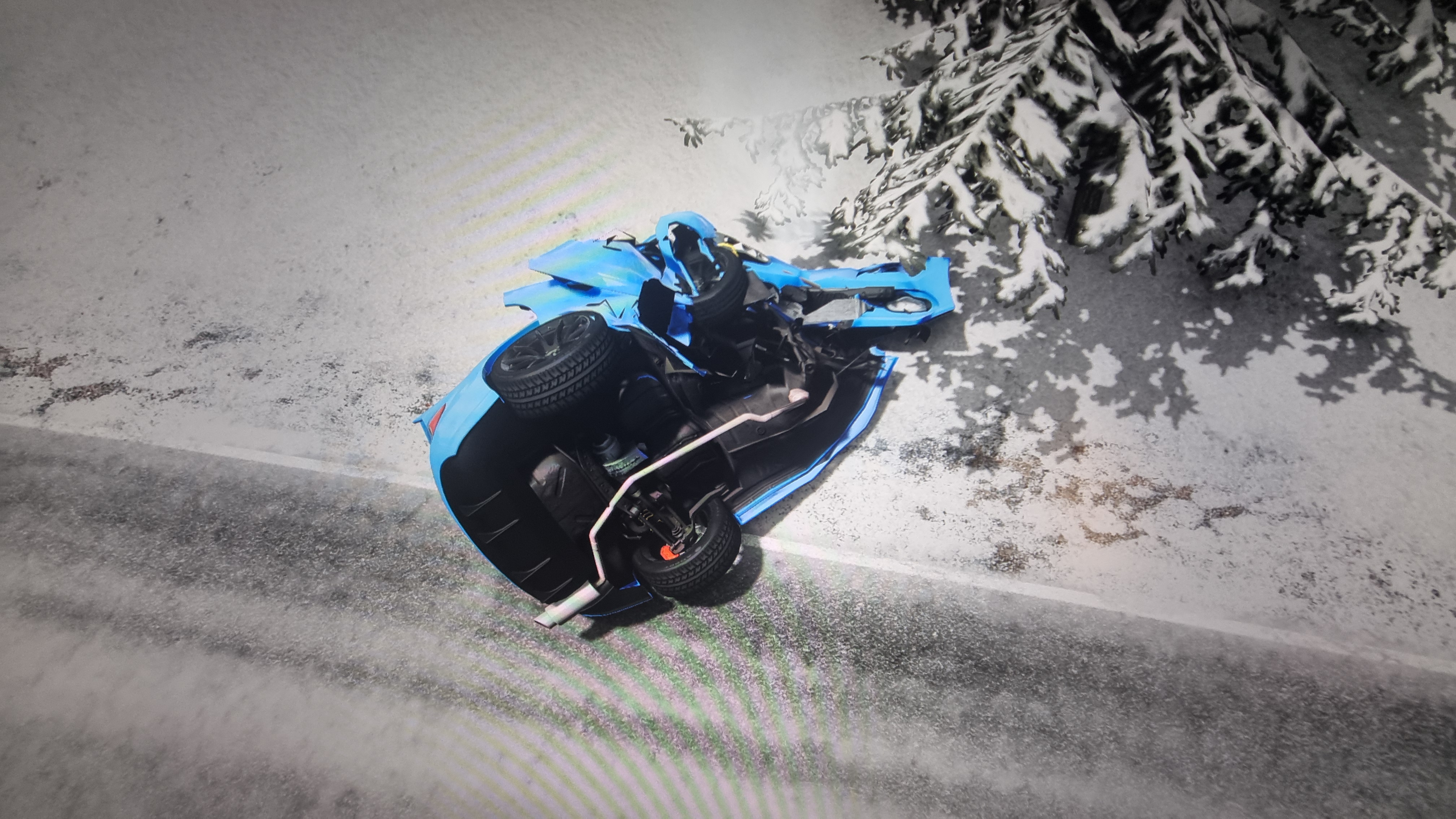 A crumpled car in BeamNG.drive