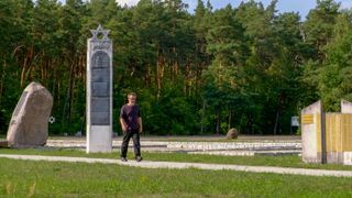 David Baddiel at the site of the Chelmno extermination camp, Poland