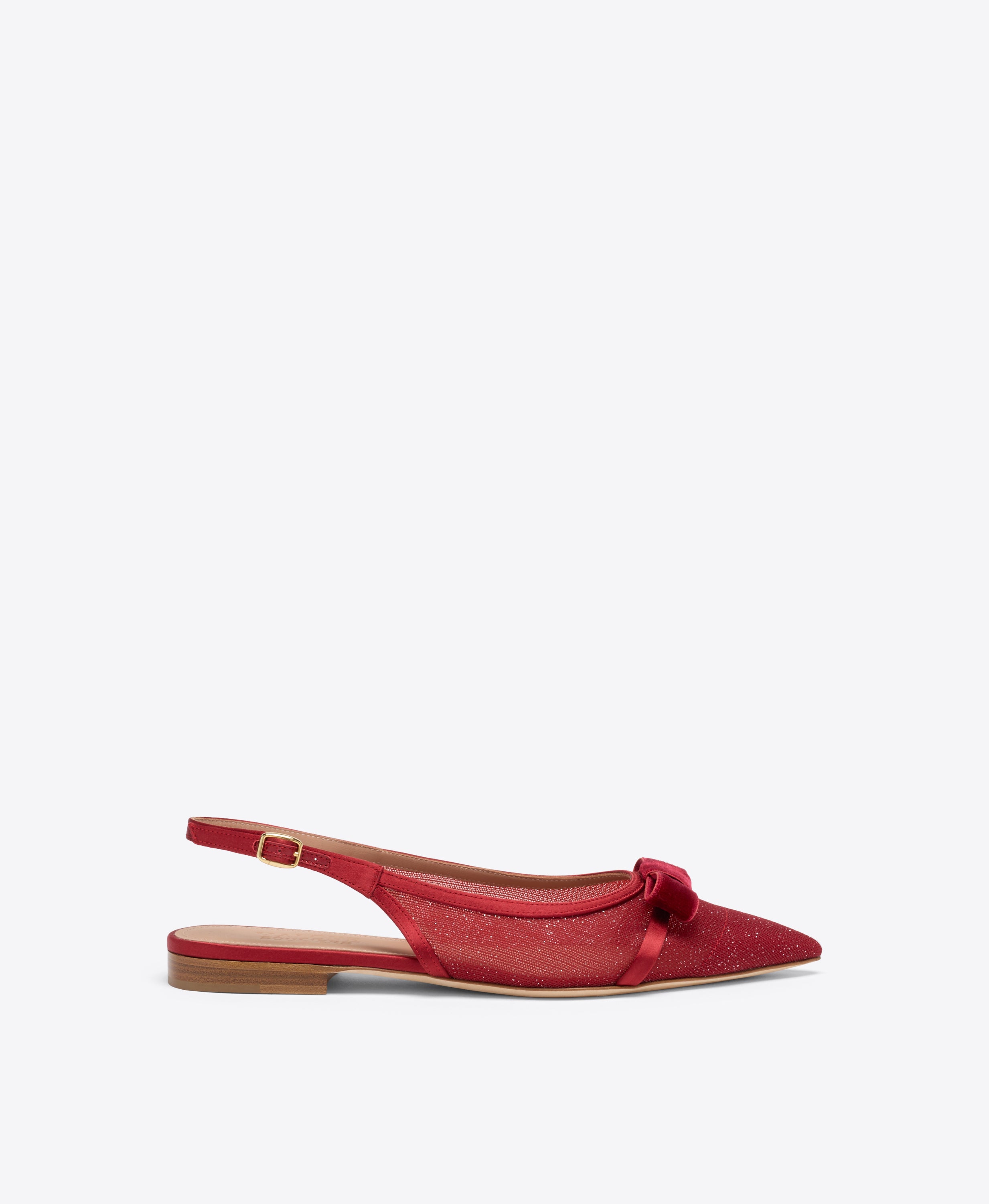 Jama Red Glitter Mesh Flat Slingbacks