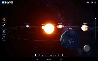 The free Solar System Scope app features a 3D model of the solar system that you can manipulate to better understand the motions of the moon and planets. You can select a specific date and time, or allow time to flow forwards and watch things move. Here, the Jan. 31, 2018 total lunar eclipse is modeled. The software is available in both browser and mobile versions, and includes a sky chart mode for night-time skywatchers.