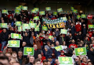 There were no protests of the kind that recently forced the postponement of a game at Old Trafford, but Manchester United fans still made their feelings about the club's owners, the Glazer family, known