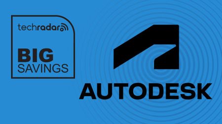 Autodesk logo in black on a blue background next to a TechRadar badge that reads 'Big Savings'