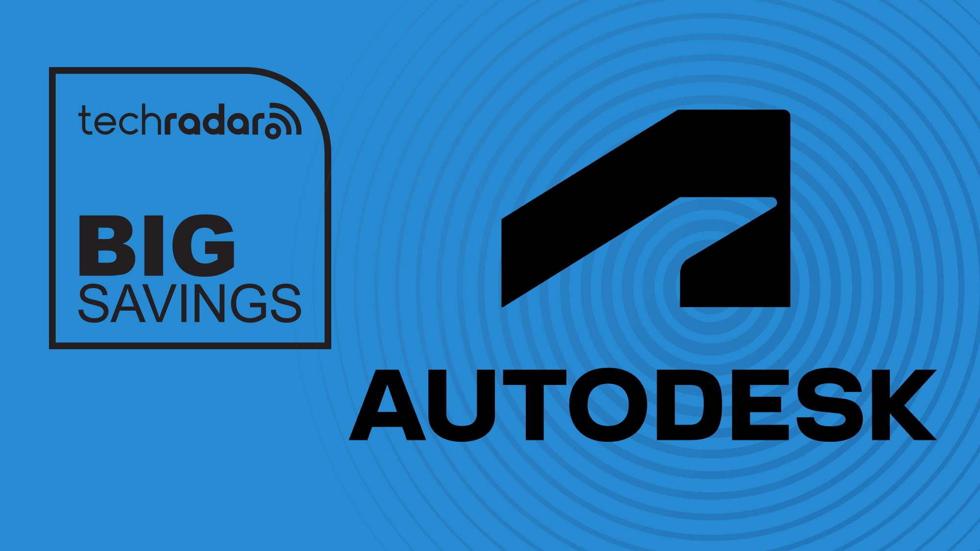 Autodesk logo in black on a blue background next to a TechRadar badge that reads 'Big Savings'