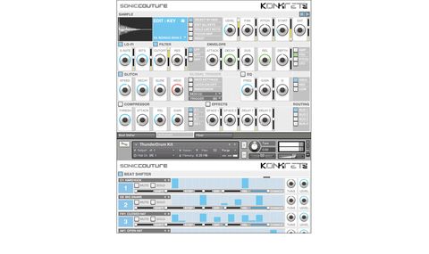 Each sound sources has modules for lo-fi, filters, envelopes, glitch FX, EQ and compression, plus reverb and delay treatments