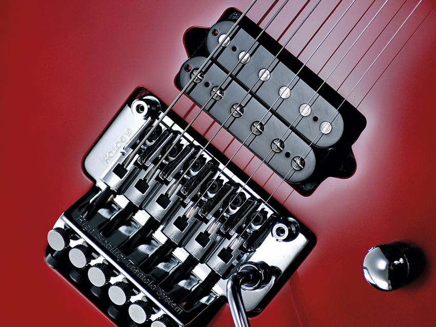 The Gotoh Floyd Rose unit offers excellent amounts of crazy whammy fun.