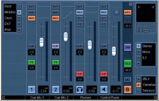 Cubase 4's control room.