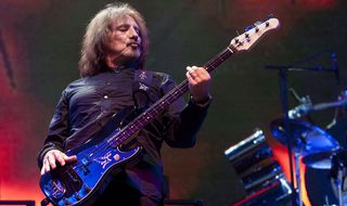 Geezer Butler performs with Black Sabbath on Day 1 of Lollapalooza, Aug 3, 2012