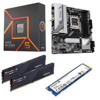 Ryzen 5 7600X, Gigabyte B650M Gaming Plus Wifi, G.Skill Ripjaws S5 32GB DDR5-6000, Kingston NV2 1TB NVMe SSD Newegg Combo: was $489.96, now $329.99.