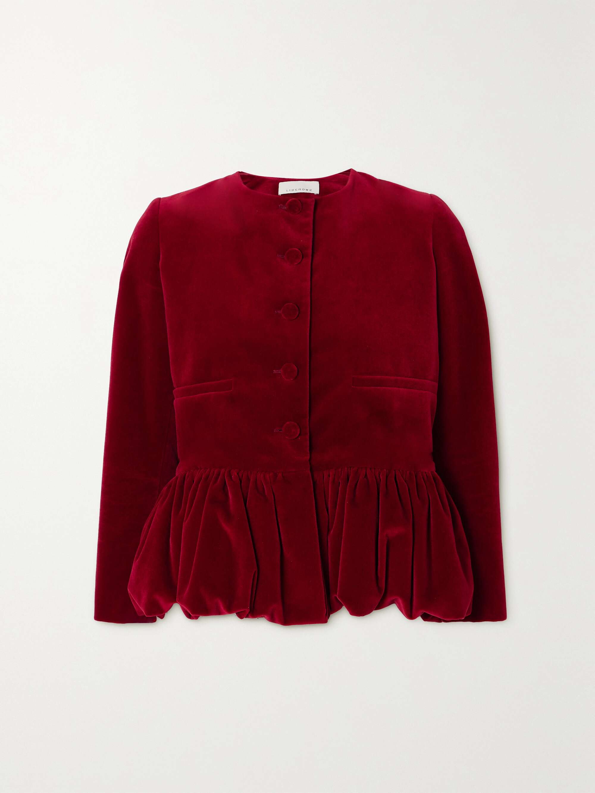 + Net Sustain Velvet Peplum Jacket