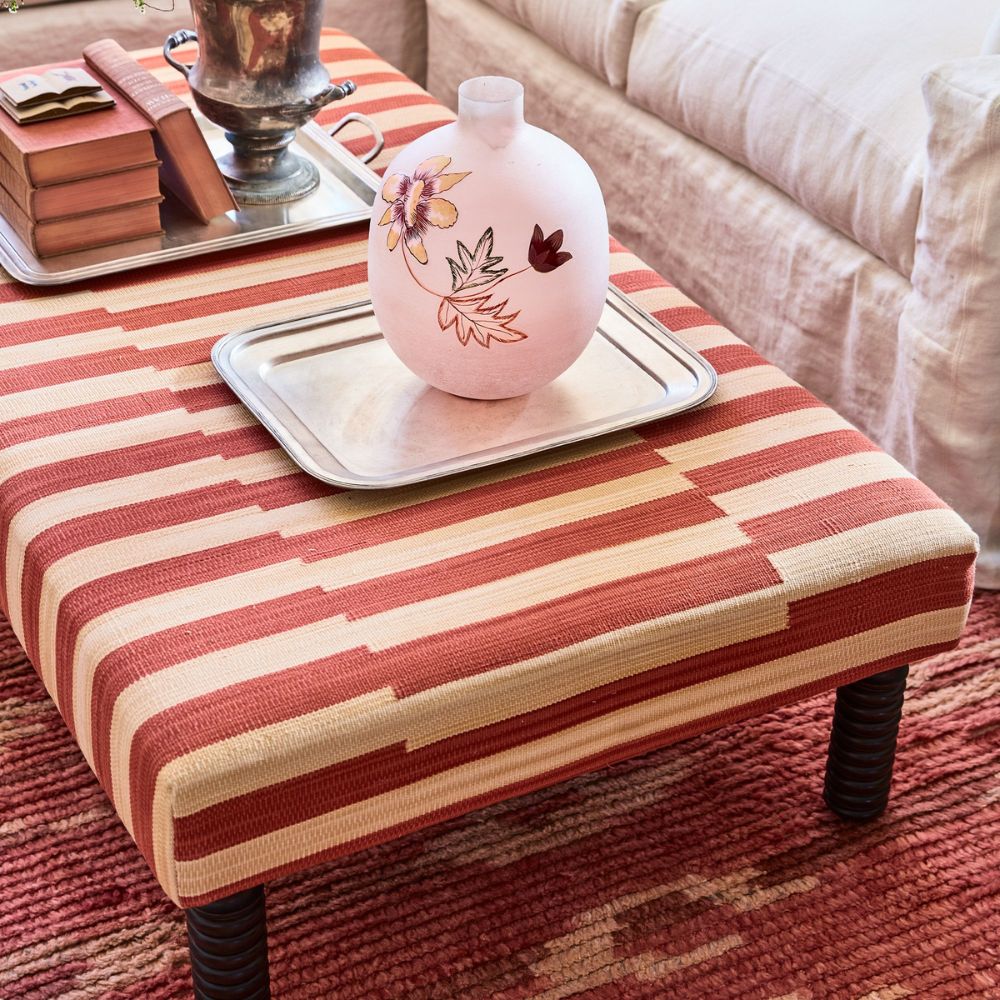 red striped ottoman