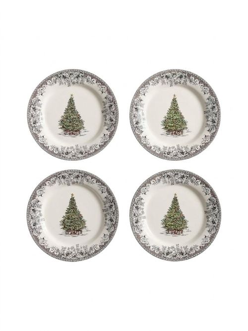 Vintage Christmas Stoneware Appetiser Plates &ndash; Set of 4